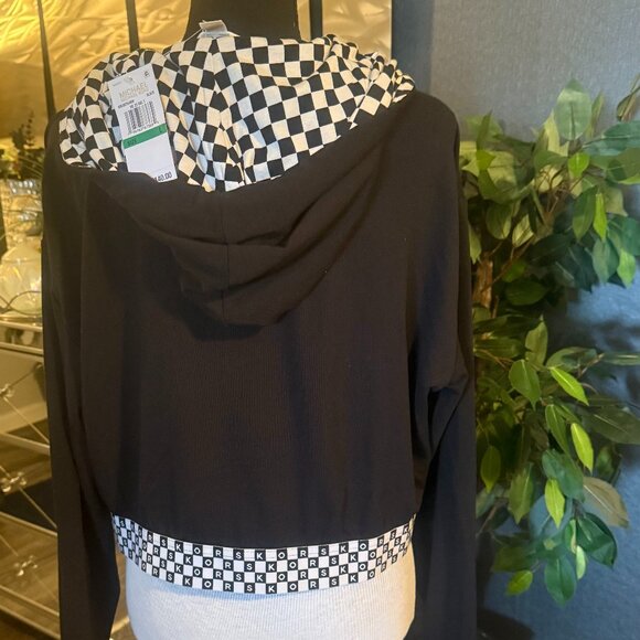 MICHAEL Michael Kors Cropped Checkered Hoodie - Picture 6 of 6